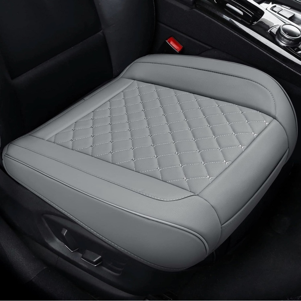 New 2Pcs Car Front Seat Cover Bottom PU Leather Cushion Protector/ Gray
